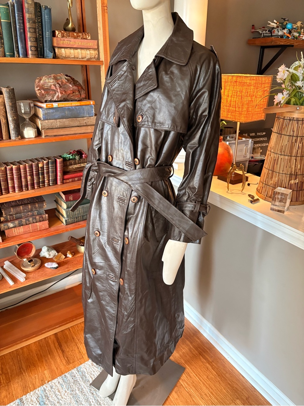 Vintage 70s/80s Real Leather Women's Brown Leather Trench Coat